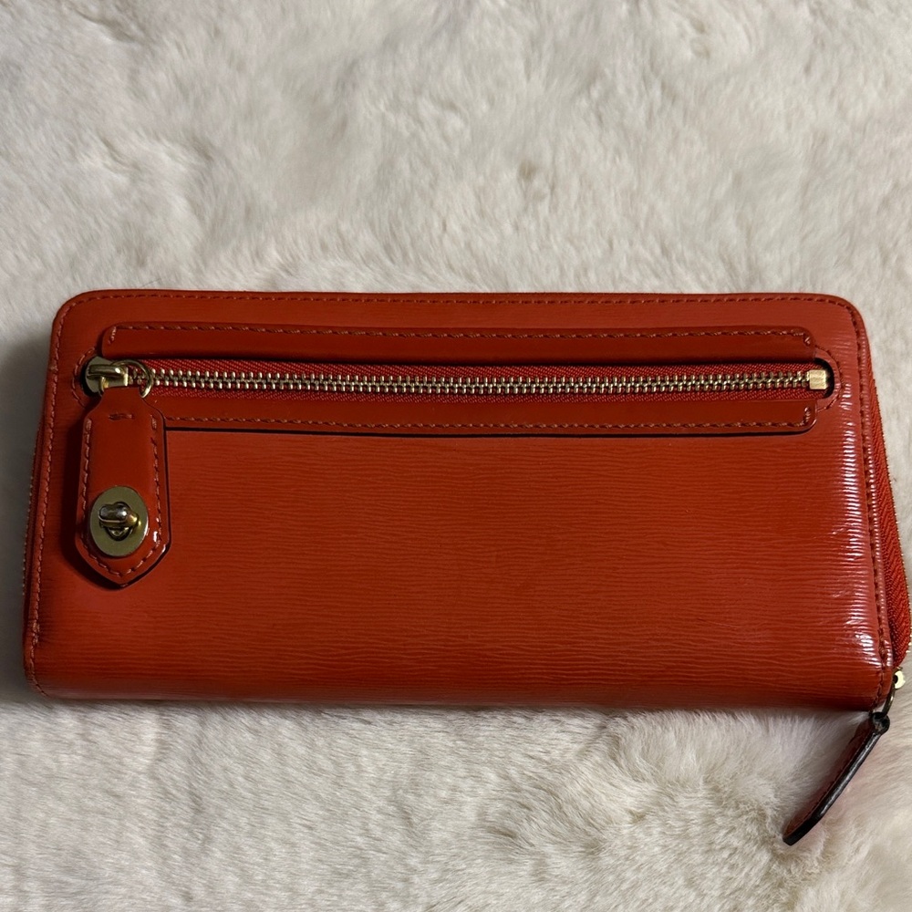 Coach Vibrant Orange Leather Wallet
